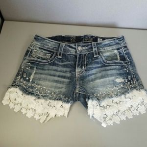 Miss Me jean shorts with lace mid-rise size 28